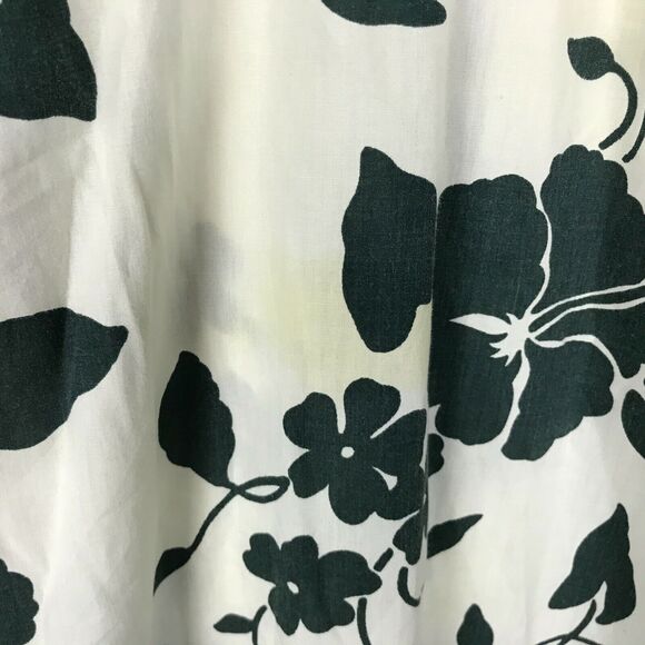 Vintage 1980s Dress Size S Green White Floral Lolenani Hawaiian Cotton - Picture 5 of 8